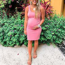 Load image into Gallery viewer, Solid Color Slim Sleeveless Simple Maternity Dress
