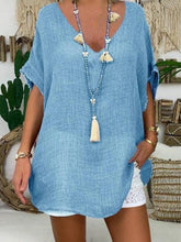 Load image into Gallery viewer, Women's Loose V-Neck Solid T-shirt And Shorts Suit
