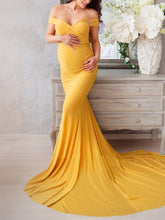 Load image into Gallery viewer, Maternity Sexy V-Neck Strapless Trailing Evening Dress

