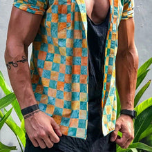 Load image into Gallery viewer, Square Color Matching Lapel Men's Tops
