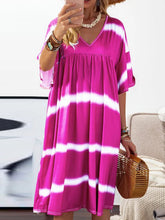 Load image into Gallery viewer, Printed Striped Long V-Neck Dress Women
