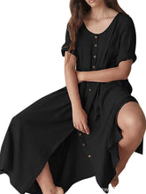 Load image into Gallery viewer, Women's Casual Loose Button Irregular Hem Dress
