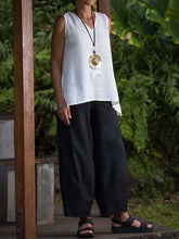 Load image into Gallery viewer, V-neck Loose Cotton and Linen Suit
