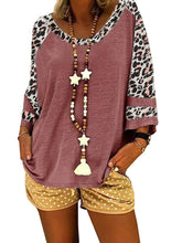 Load image into Gallery viewer, Women's Leopard Print Short Sleeve T-Shirt And Shorts Set
