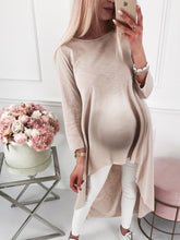 Load image into Gallery viewer, Maternity Casual Comfortable Solid Color Irregular Long-sleeved T-shirt
