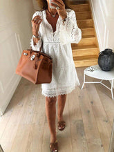 Load image into Gallery viewer, Hollow Lace Loose Short Sleeve Casual Dress
