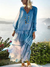 Load image into Gallery viewer, Women's Chiffon V-Neck Fungus Stitching Beach Dress
