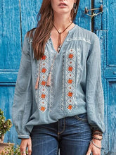 Load image into Gallery viewer, Women's Fashion Casual Floral Embroidered Printed T-shirt  
