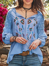 Load image into Gallery viewer, Women's Fashion Casual Floral Embroidered Printed T-shirt  
