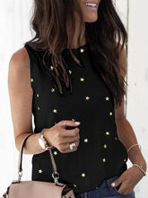 Load image into Gallery viewer, Women's Digital Print Star Crew Neck Sleeveless T-shirt Top
