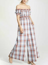Load image into Gallery viewer, Women's Fashion Off-The-Shoulder Check Jumpsuit
