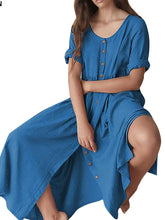 Load image into Gallery viewer, Women's Casual Loose Button Irregular Hem Dress
