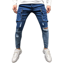 Load image into Gallery viewer, Men's Stylish Multi-Pocket Slim-Fit Ripped Jeans
