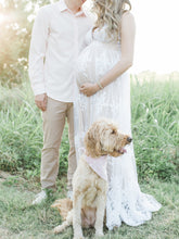 Load image into Gallery viewer, Maternity Sexy White V-Neck Embossed Long Dress
