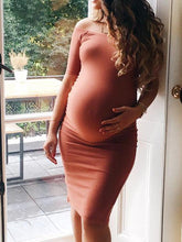 Load image into Gallery viewer, Maternity Sexy Solid Color Slim Long Sleeve Dress
