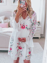 Load image into Gallery viewer, Lace Embroidery Long Sleeves Maternity Dress
