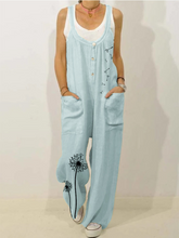 Load image into Gallery viewer, Women's Straps Button Flower Print Loose Casual Jumpsuit
