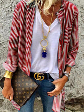Load image into Gallery viewer, Cardigan Jacket Long Sleeve Striped Shirt Ladies
