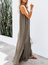 Load image into Gallery viewer, Women's Solid Color Deep V Fringe Sleeveless Maxi Dress
