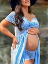 Load image into Gallery viewer, Maternity Dress Elegant Solid Color Strapless Photo Dress
