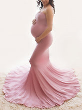 Load image into Gallery viewer, Maternity Fashion Off Shoulder Printed Splicing Dress
