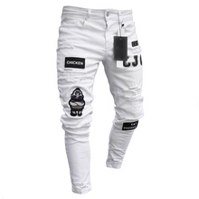 Load image into Gallery viewer, Men's Patchwork Embroidered Ripped Skinny Jeans
