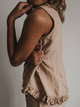 Load image into Gallery viewer, Women's Linen Solid Color Ruffle Sleeveless Suit
