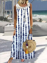 Load image into Gallery viewer, Women's Vertical Striped Round Neck Holiday Dress
