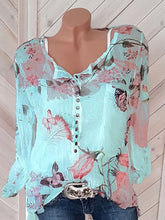 Load image into Gallery viewer, V-neck Button Top Chiffon Shirt
