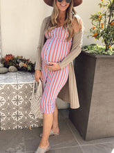 Load image into Gallery viewer, Striped Slim Suspenders Maternity Dress
