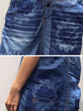 Load image into Gallery viewer, Women's Denim Sleeveless Print Ripped Jumpsuit
