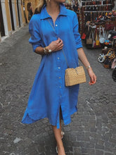 Load image into Gallery viewer, Solid Color Lapel Long Shirt Women's Dress

