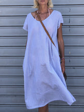 Load image into Gallery viewer, Round Neck Solid Color Casual Dress
