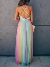 Load image into Gallery viewer, Maternity Sexy Rainbow Striped Maxi Dress
