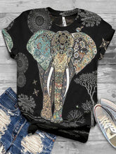 Load image into Gallery viewer, Casual Impression Elephant Print Fashion T-shirt
