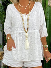 Load image into Gallery viewer, Lace Hollow Round Neck Women's Tops
