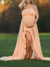 Load image into Gallery viewer, Maternity Elegant Solid Color Lace Photo Dress  
