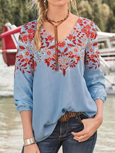 Load image into Gallery viewer, Women's Fashion Casual Floral Embroidered Printed T-shirt  
