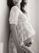 Load image into Gallery viewer, Maternity Dress Elegant Solid Color Lace Photo Dress  
