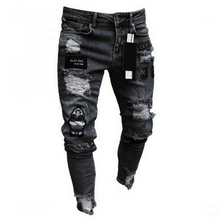 Load image into Gallery viewer, Men's Patchwork Embroidered Ripped Skinny Jeans

