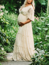 Load image into Gallery viewer, Maternity Bohemian Sexy Lace Elegant Sleeve Evening Dress
