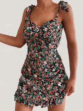 Load image into Gallery viewer, Women's Fashion Floral Ruffled Suspenders Mini Dress
