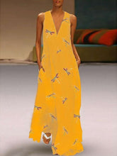 Load image into Gallery viewer, Women's Elegant Printed Colorful V-Neck Sleeveless Maxi Dress
