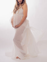 Load image into Gallery viewer, Maternity Sexy Chiffon Front Split Pleated Lace Photography Dress
