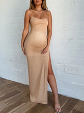 Load image into Gallery viewer, Maternity Sexy One-Shoulder Strap Split Bodycon Dress
