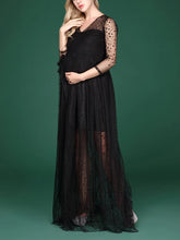 Load image into Gallery viewer, Maternity Sexy V-Neck Black Polka Dot Photography Maxi Dress
