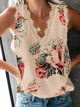 Load image into Gallery viewer, V-neck Eyelash Lace Sleeveless Printed Top
