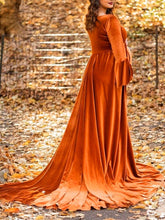 Load image into Gallery viewer, Maternity Bohemian Flared Sleeve Velvet Maxi Dress
