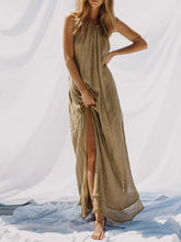 Load image into Gallery viewer, Ruffled Backless Split-side Halter-Neck Maxi Dress
