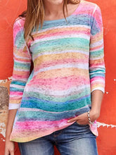 Load image into Gallery viewer, Maternity Rainbow Rainbow Stripe Print T-Shirt
